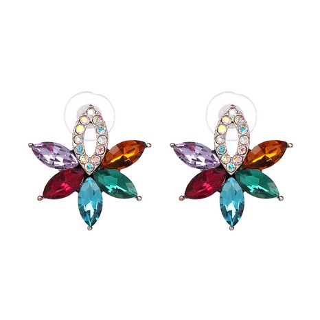 Korean version of personality flowers diamond earrings wholesale jewelry's discount tags