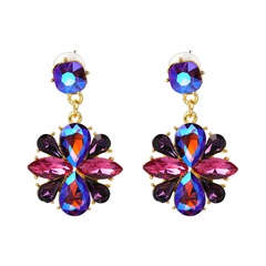 new glass diamond earrings flower earrings personality jewelry wholesale