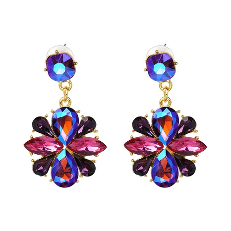 new glass diamond earrings flower earrings personality jewelry wholesale's discount tags