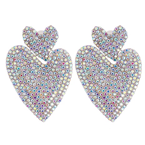 European and American rhinestone geometric heart-shaped earrings's discount tags