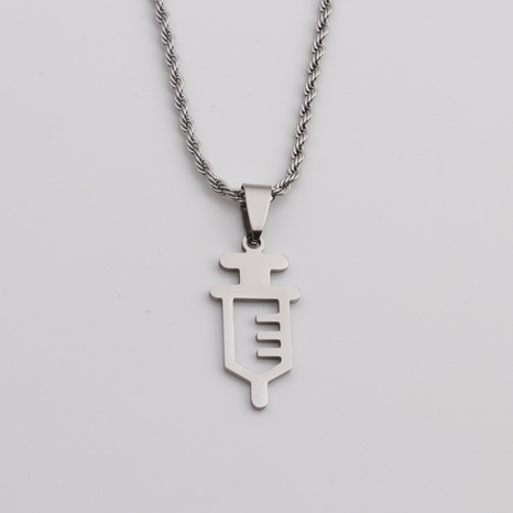 syringe pendant accessories cross-border jewelry stainless steel pendant necklace's discount tags