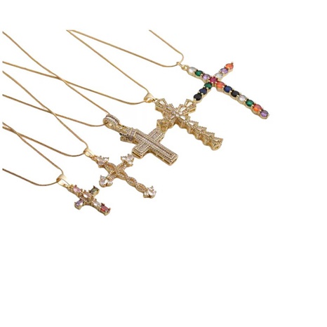 croix de cuivre zircon commerce extérieur nouveau collier d'accessoires de croix's discount tags