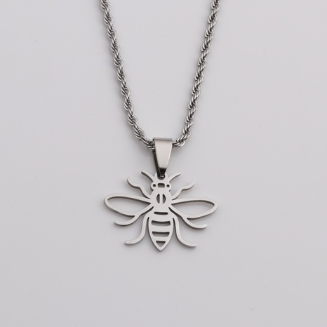 European and American stainless steel cut bee pendant necklace twist chain's discount tags
