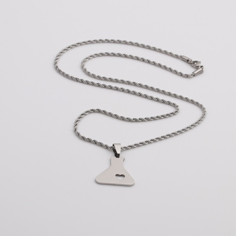 European and American stainless steel cut heart pendant twist chain necklace's discount tags