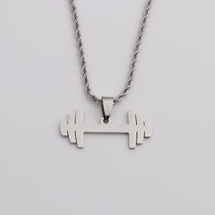 Stainless steel jewelry men's retro twist chain dumbbell pendant necklace