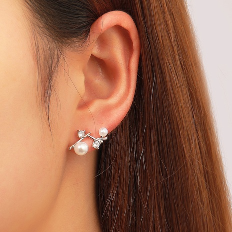 geometric pearl temperament creative zircon branch earrings's discount tags