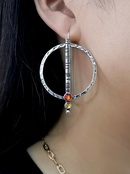 neue eingelegte farbige Edelsteine Persnlichkeit Retro bertriebene Ohrringepicture3