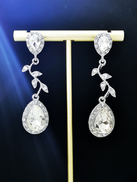 Fashion Drop Shaped Crystal Diamond Earrings Korean Leaf Earrings's discount tags