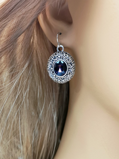 new fashion purple crystal earrings Korean retro ear jewelry wholesale's discount tags