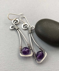 Bohemian purple amethyst earrings European and American creative winding earrings