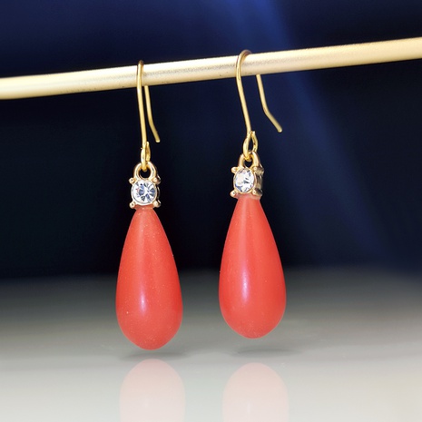 Fashion Salmon Color Coral Stone Diamond Earrings Vintage Coral Drop Earrings's discount tags