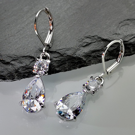 Fashion Drop-shaped Zircon Earrings Korean Version Long Gemstone Earrings's discount tags