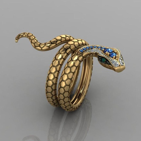 European and American creative snake-shaped micro-inlaid royal blue zircon ring's discount tags