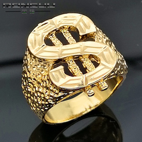 Retro 18k Yellow Gold Plated Men's Car Flower Ring's discount tags