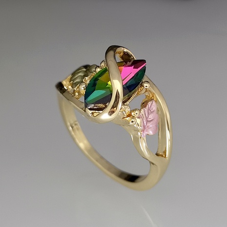 retropainted tree leaves colorful tourmaline crystal ring's discount tags