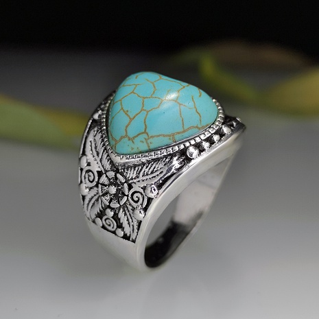 creative heart-shaped rose flower turquoise ring's discount tags