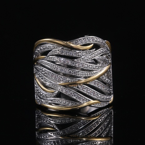 retro full diamond zircon winding multi-layer gold two-tone ring's discount tags