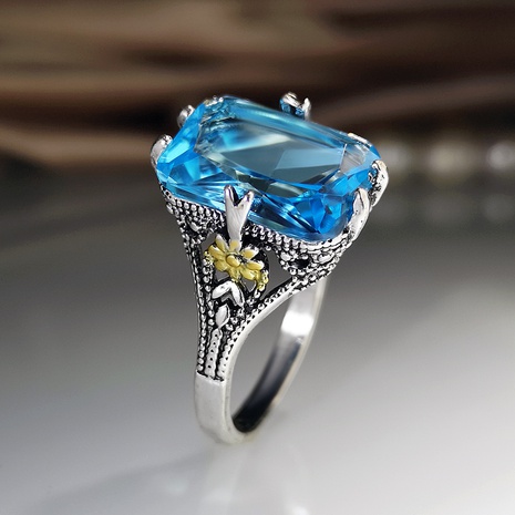 retro two-tone flower and sapphire ring wholesale's discount tags