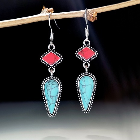 creative retro inlaid red turquoise earrings new earrings's discount tags