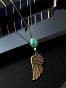 Feather Carved Eagle Wing Pendant Ethnic Retro Turquoise Wing Necklacepicture7