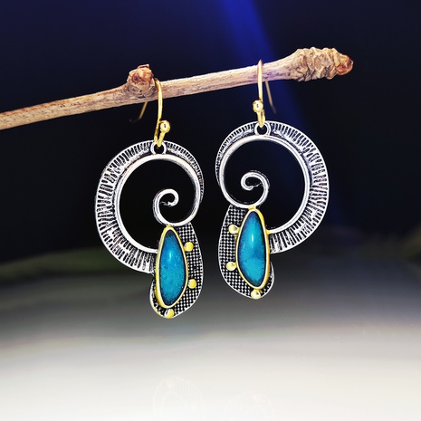 Boucles d'oreilles en opale en spirale créatives en gros de nouvelles boucles d'oreilles rétro's discount tags