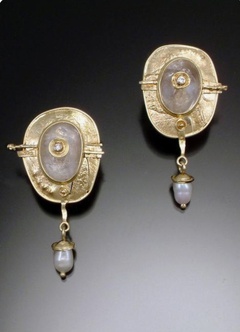 Korean pearl earrings creative gold-plated enamel diamond earrings