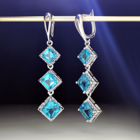 fashion blue topaz earrings square drop long earrings's discount tags