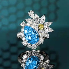 new luxury drop-shaped topaz open color treasure earrings ring