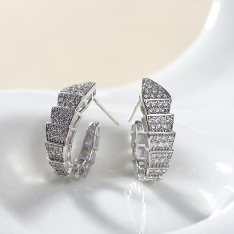 full diamond snake-shaped earrings snake bone copper earrings's discount tags