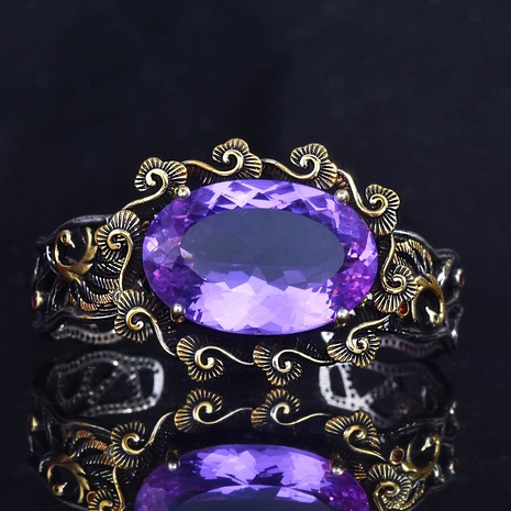 Retro palace style hollow filigree violet peacock bracelet electroplating color treasure open bracelet's discount tags
