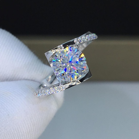 retro super flashing hearts arrows zircon carat imitation Moissan diamond copper ring's discount tags