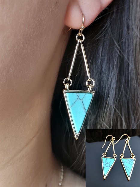 fashion triangle earrings European and American turquoise pink crystal earrings's discount tags