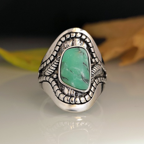 ethnic tree leaf marbled chalcedony turquoise ring's discount tags