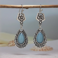 Creative Carved Opal Earrings Retro Exaggerated Ear Jewelry Wholesale