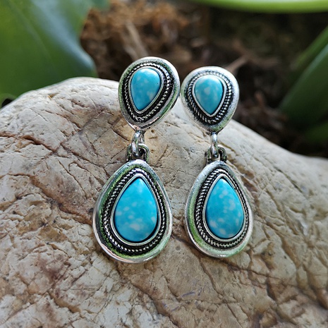 fashion drop-shaped turquoise earrings new natural stone earrings's discount tags