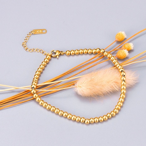 rose gold color gold Korean fashion round bead titanium steel bracelet's discount tags