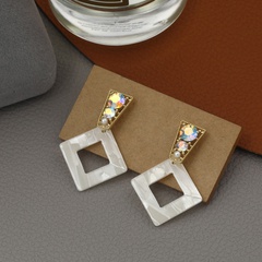 Fashionable temperament hollow square copper earrings