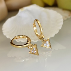 triangle metal new full rhinestone fashion ear clips copper earrings
