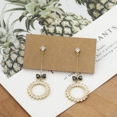 fashion classic zircon bows round copper drop earrings