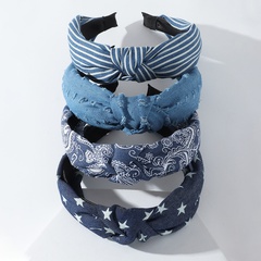European and American new wide-brimmed fabric hair accessories knotted headband
