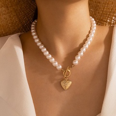 fashion coin word buckle short pearl necklace bracelet clavicle chain