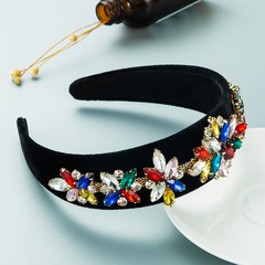 Baroque ornate gemstone decoration colorful flannel headband
