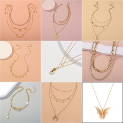 Fashion personality multi-layer clavicle chain butterfly necklace