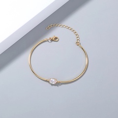 European and American oval zircon bracelet creative simple copper bracelet female