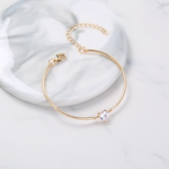 simple style heart zircon bracelet fashion geometric copper bracelet women