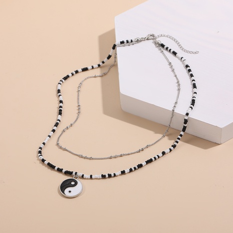Niche design sens pendentif Tai Chi chaîne clavicule collier de perles de riz's discount tags