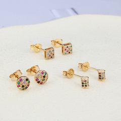 round square niche siilver nails new simple inlaid zirconium earring
