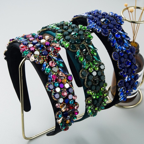 retro baroque stained glass diamond fabric headband  NHLN523537's discount tags