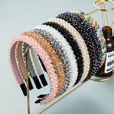 Retro-Kristall-Stirnband mit dünner Kante, handbesetzt, einfarbig's discount tags