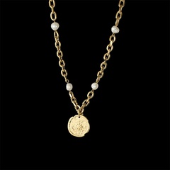 brand compass pearl beads chain personality light luxury necklace